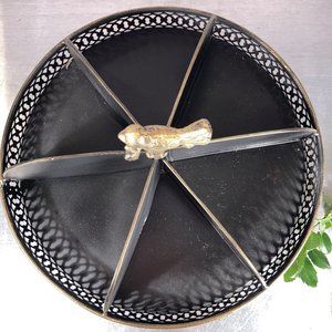 Revolving Metal Organizer Bird Finial Compartments Lazy Susan Farmhouse Rotates